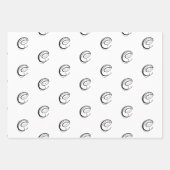 Elegant zwart grijs wit monogram van het douaneman inpakpapier vel (Voorkant 3)