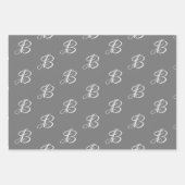 Elegant zwart grijs wit monogram van het douaneman inpakpapier vel (Voorkant 2)
