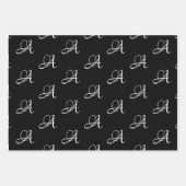 Elegant zwart grijs wit monogram van het douaneman inpakpapier vel (Voorkant)