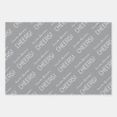 Elegant zwart grijs wit script naam inpakpapier vel (Voorkant 3)