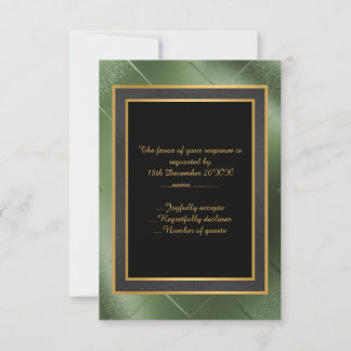 ELEGANT ZWART GROEN GOUD RELIËF GEDRUKTE AANGEPAST RSVP KAARTJE