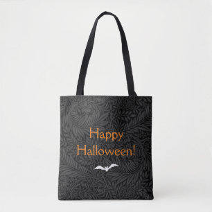 Elegant Zwart Halloween Bloemen Botanisch Draagtas