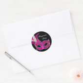 Elegant Zwart Heet Roze Masquerade Party Stickers (Envelop)