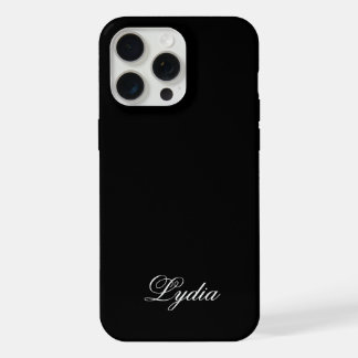 Elegant Zwart Hoesje en Witte Monogram Naam iPhone 15 Pro Max Hoesje