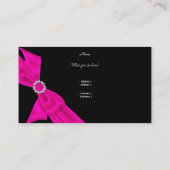 Elegant Zwart Hot Pink Diamond Bow Design Visitekaartje (Achterkant)