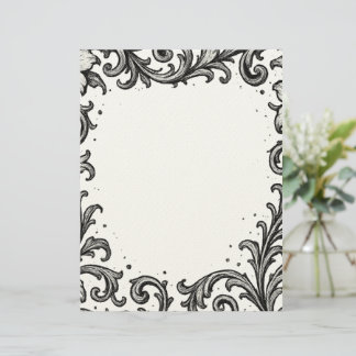 Elegant zwart inkt bloemenrandontwerp briefhoofd
