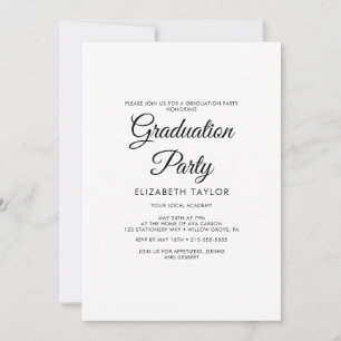 Elegant zwart kalligrafie eindexamenfeest kaart