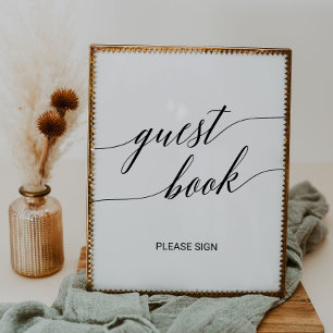 Elegant zwart kalligrafie gastboek bord poster