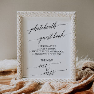 Elegant zwart kalligrafie photobooth gastenboek poster