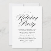 Elegant Zwart Kalligrafie Script Vakantie Party Kaart (Voorkant)