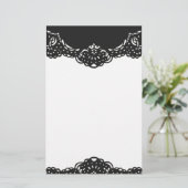 Elegant zwart kant  briefpapier (Staand voorkant)