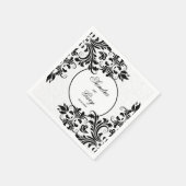 Elegant Zwart Kant Wit Damasks Servet (Hoek)