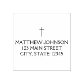 Elegant zwart kruis naam adres 	rubberstempel (Afrduk)