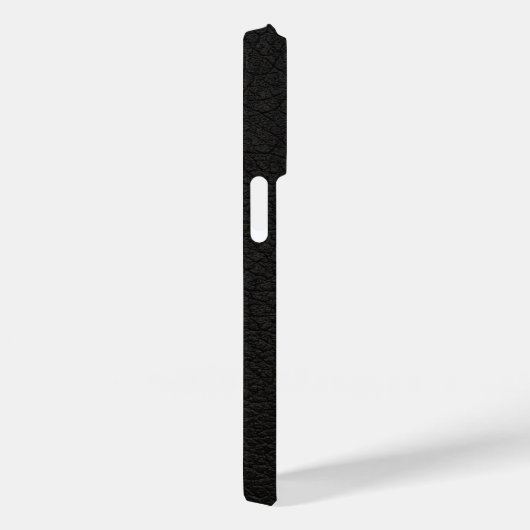 Elegant zwart leder goud monogrammen scriptnaam Case-Mate iPhone case (Achterkant / Rechts)
