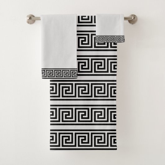 Elegant  zwart/licht grijs Grieks patroon Bad Handdoek (Insitu)