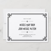 Elegant zwart Lijst Art Deco Save the Date Kaart (Voorkant)