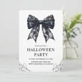 Elegant Zwart Lint Halloween Feest  Feestdagenkaart (Staand voorkant)