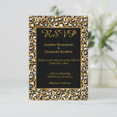 ELEGANT ZWART LUIPAARDPRINT RSVP  KAART (Staand voorkant)
