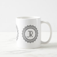 Elegant Zwart Mandala Circle Lijst Monogram