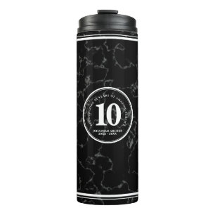 Elegant zwart marmer 10 jaar werkjubileum thermosbeker
