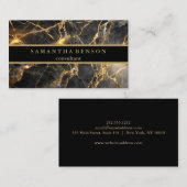 Elegant zwart marmer en metallic goud ontwerp visitekaartje (Voorkant / Achterkant)