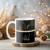 Elegant Zwart marmer gouden monogram Koffie Mok