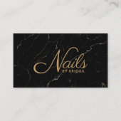 Elegant zwart marmer gouden nagels door "naam" bed visitekaartje (Voorkant)