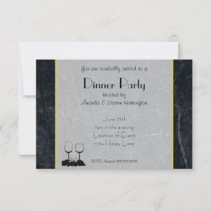 Elegant zwart marmeren dinerfeest kaart