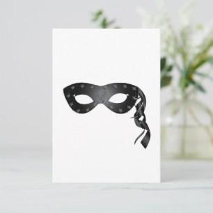 Elegant zwart Masquerade Masker met Bloemenkant Kaart