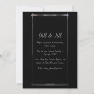 Elegant zwart met Chrome Deco Border Wedding Kaart
