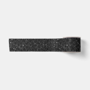 Elegant zwart met glitter look driehoekige print lint