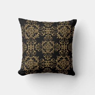 Elegant zwart met Gold Glitter Damask-ontwerp Kussen