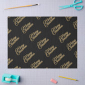 Elegant zwart met goud vrolijk kerstscript tissuepapier (Craft)