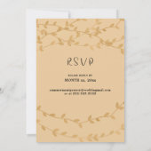 Elegant zwart met gouden bladeren bruiloft kaart (Achterkant)