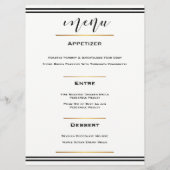 Elegant zwart met gouden bruiloft menu (Achterkant)