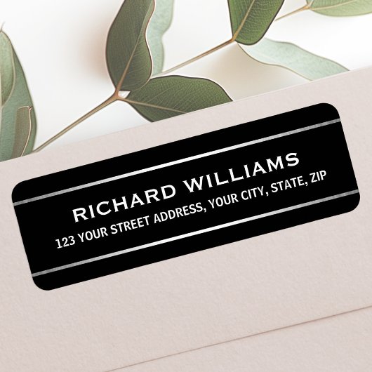 Elegant zwart met zilvergradiëntranden etiket