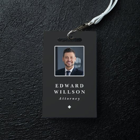 Elegant Zwart Minimalistisch ID Barcode Business Badge