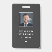 Elegant Zwart Minimalistisch ID Barcode Business Badge (Front)