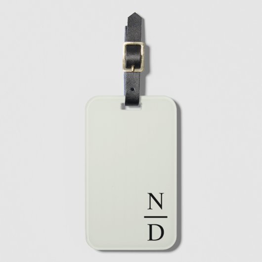 Elegant zwart minimalistisch monogram Initialen Bagagelabel (Voorkant (verticaal))