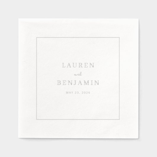 Elegant Zwart Minimalistisch Serif Folie Servetten (Voorkant)