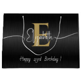 Elegant Zwart Modern Goud Monogrammed Script Naam Groot Cadeauzakje (Voorkant)