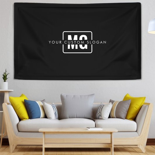 Elegant Zwart Monogram Branding Gepersonaliseerd E Spandoek