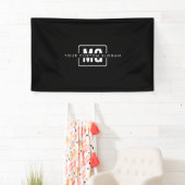 Elegant Zwart Monogram Branding Gepersonaliseerd E Spandoek (Insitu)