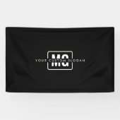 Elegant Zwart Monogram Branding Gepersonaliseerd E Spandoek (Horizontaal)