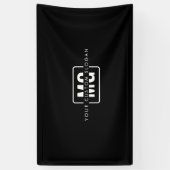 Elegant Zwart Monogram Branding Gepersonaliseerd E Spandoek (Verticaal)