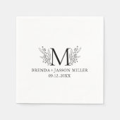 Elegant zwart monogram pasgetrouwd servet (Voorkant)