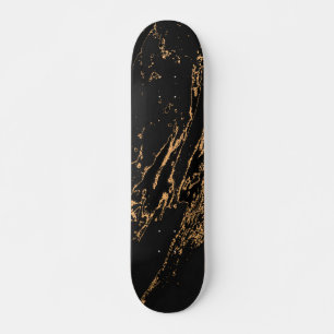 Elegant zwart namaak goud marmer skateboard