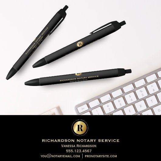 Elegant Zwart Notaris Goud Monogram Promotie Zwarte Inkt Pen
