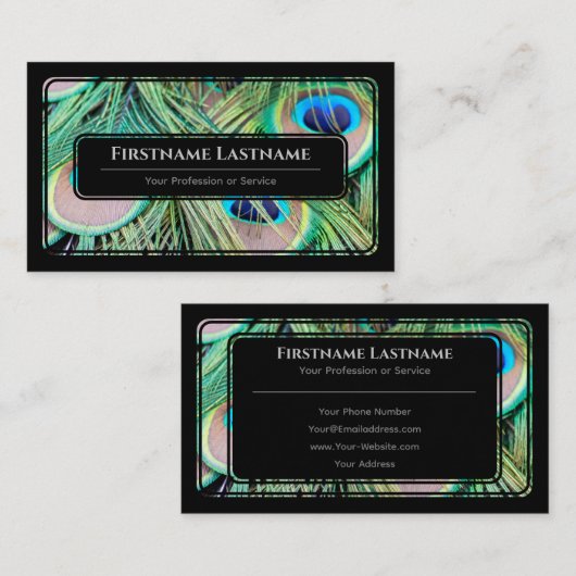 Elegant zwart omhuld blauw blauw groen visitekaartje (Voorkant / Achterkant)