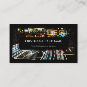 Elegant zwart omhuld neonlicht rond visitekaartje